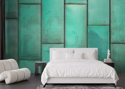 Modern copper folded sheet metal roof texture, Natural way is oxidized copper wall background Wall mural