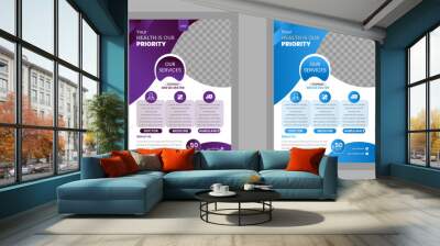 
Corporate premium medical flyer template design . And  leaflets decoration for printing and presentation vector. for medical Healthcare services. a4 whit 2 color
 Wall mural