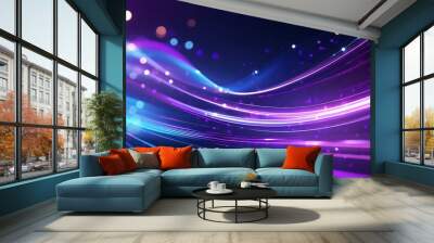 abstract futuristic background with purple and blue glowing neon moving high speed wave lines and bokeh lights data transfer concept Wall mural