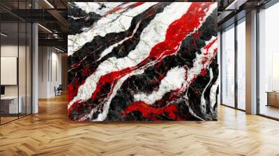 black red white marble texture veins rough grunge water flow pattern design floor wall background splash vintage abstract messy retro style theme product backdrop Wall mural