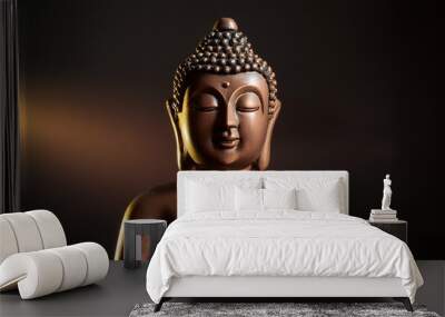 close up buddah figure with changing light on a dark background Wall mural