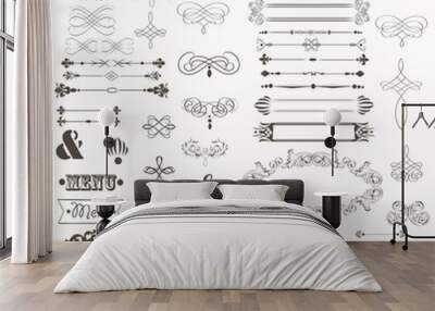 Big collection of vector decorative elements flourishes, swirls, frames in vintage style Wall mural