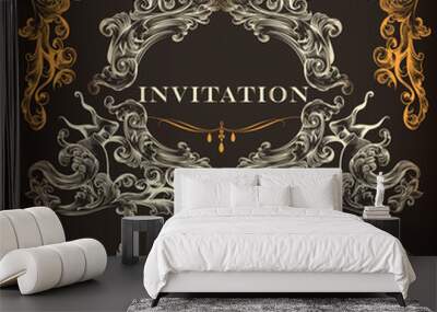 Certificate design with calligraphic elements in vintage style Wall mural