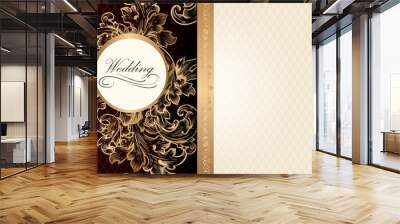 Luxury wedding invitation card in retro style with vintage ornam Wall mural