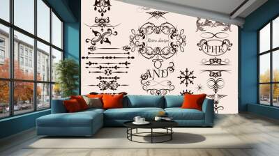 vector set of decorative vintage calligraphic elements Wall mural