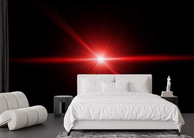 lens flare red light over black background easy to add overlay or screen filter over your photos Wall mural