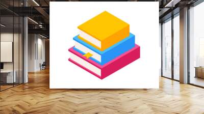 Vector Set of Colorful Stack of Books in Isometric.Education Infographic Template Design with Books Pile.Set of three Book Icons in Flat style isolated from white background Wall mural