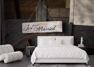 Just Married Wagon Wall mural