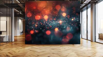 Abstract festive background red light bokeh particles on dark background with copy space modern and elegant night party wallpaper also danger red light district image Wall mural