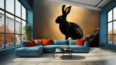 silhouette of rabbit illustration of black rabbit line art transparency Wall mural