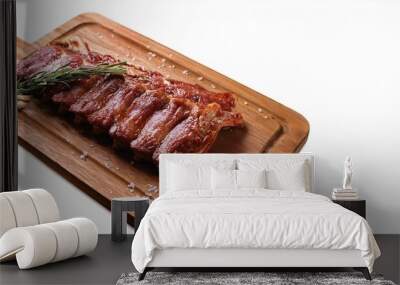 steak ribs fresh meat on a wooden board Wall mural