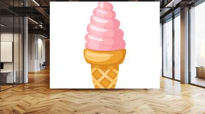 Funny cartoon cute ice cream. Isolated vector illustration. Flat icon. Beautiful sweet ice cream. Flat design. Vector clip art Wall mural