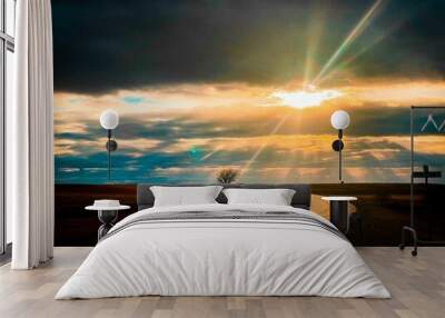 sunset on highway Wall mural