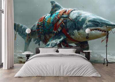 Elegant shark spirit animal suit shamanism Wall mural