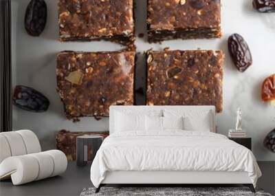 No-bake cacao date-loaded energy bars, dates, energy bars, healthy bars Wall mural