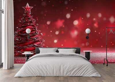 red christmas tree Background. MZ Wall mural