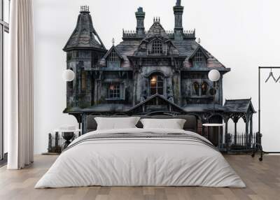 spooky dark halloween house isolated on white background, png, cut-out, clipping path Wall mural