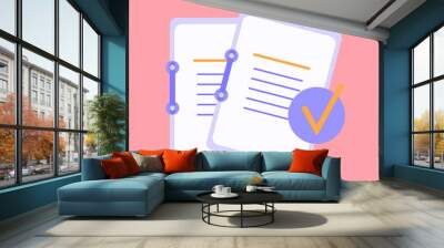 Documents icon. A stack of paper sheets in a folder. A confirmed or approved document. Business icon.  Wall mural