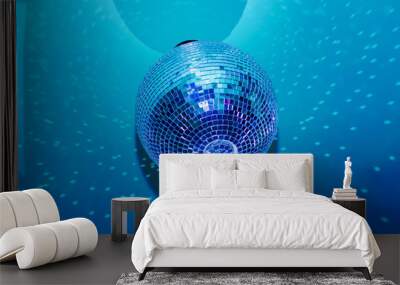 disco ball on a blue background Wall mural