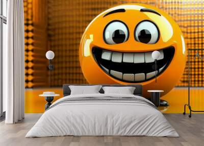 3d emojii smiling , isolated   emoticon yellow face render Wall mural