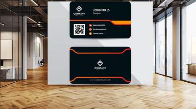 Modern business card design template. Orange color element rounded arrow, clean composition design. Wall mural