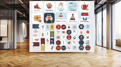 Collection of Christmas stickers. Vector isolated Wall mural