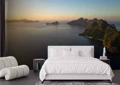 Dusk time at tropical islands with blue sea in El Nido. Palawan, Philippines. Wall mural