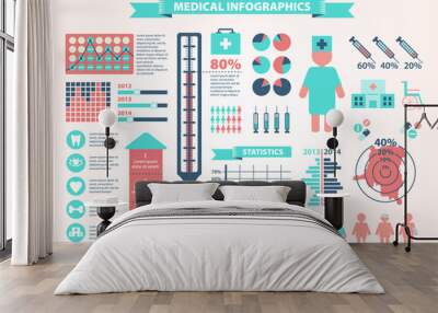 Medical, health icons and data elements, infographic.  Wall mural