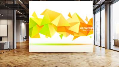 Vector abstract geometric 3d facet shape. Use for banners, web, brochure, ad, poster, etc. Low poly modern style background. Yellow, green Wall mural