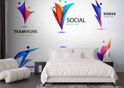 Vector set of human, man logos, icons. e Wall mural