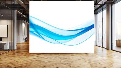 Vector wavy abstract geometric background, blue flow hoizontal banner. Trendy gradient shapes composition Wall mural