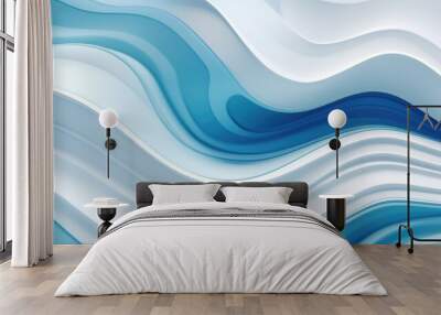 abstract waves background, pastel blue texture design Wall mural