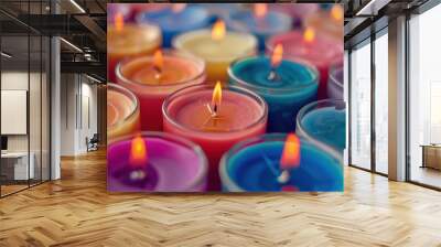 Colorful Candles. Toned White Background for Aromatherapy and Interior Decoration Wall mural