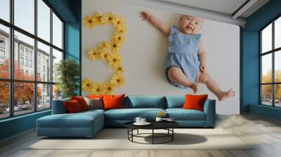 every months baby one, two,three, four, five monts girl Wall mural