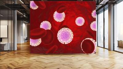 Hepatitis C viruses in blood, 3D illustration Wall mural