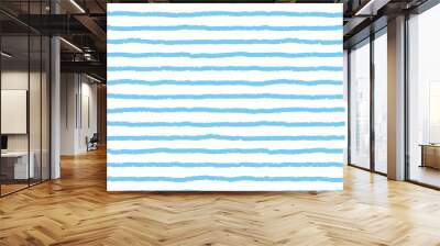 Seamless wave pattern on transparent background, hand drawn water sea vector background. Vector pattern in doodle style Wall mural