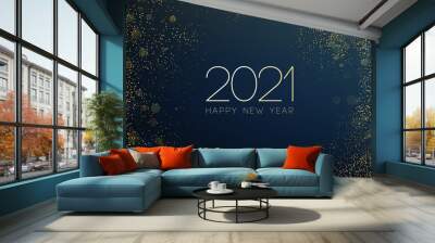 2021 New Year Abstract shiny color gold wave design element Wall mural