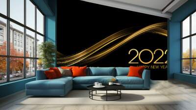 2022 New Year Abstract shiny color gold wave design element Wall mural