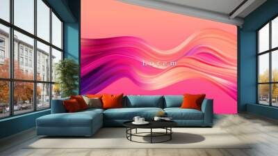 Abstract blue and pink swirl wave background. Flow liquid lines design elemen Wall mural