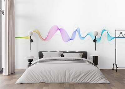 Abstract flowing wavy lines. Colorful dynamic wave. Vector design element for concept of music, party, technology, modern. Wall mural