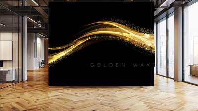 Abstract shiny color gold wave design element Wall mural