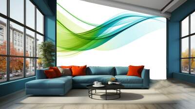 Abstract vector background, blue green wavy Wall mural