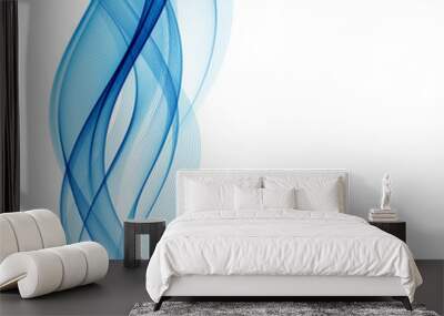 Abstract vector background, blue wavy  Wall mural