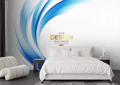 Abstract vector background, blue wavy Wall mural