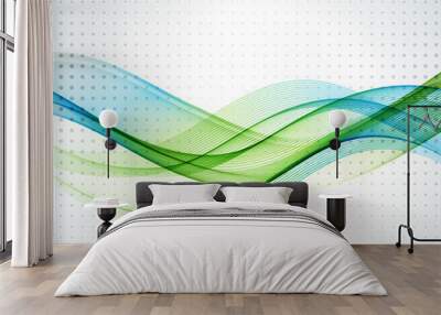 Abstract vector background, blue wavy Wall mural