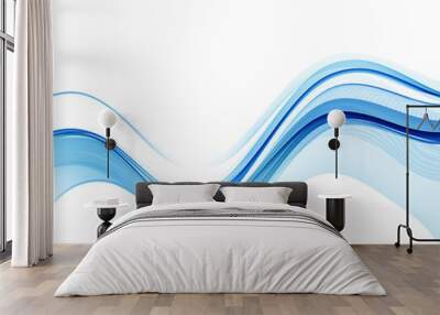 Abstract vector background, blue wavy Wall mural