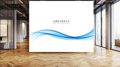 Abstract vector background, blue wavy Wall mural