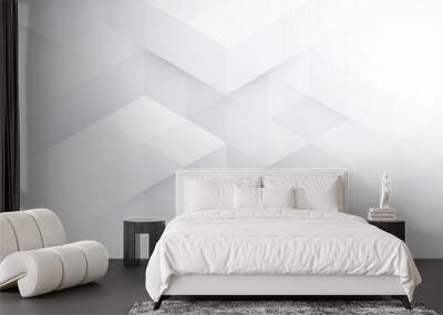 Abstract white monochrome vector background, for design brochure, website, flyer. Geometric white wallpaper for certificate, presentation, landing page Wall mural