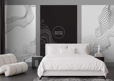 Black lines template, artistic covers design, design backgrounds. Trendy pattern, graphic poster, cards. Vector illustration Wall mural