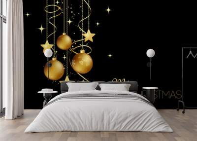 elegant Christmas background with gold baubles Wall mural